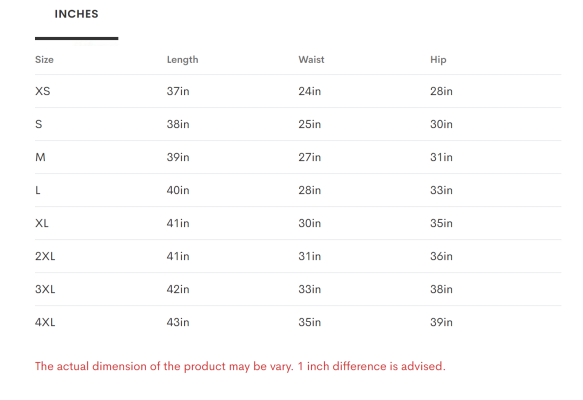 Women Leggings Sizing Chart Inches