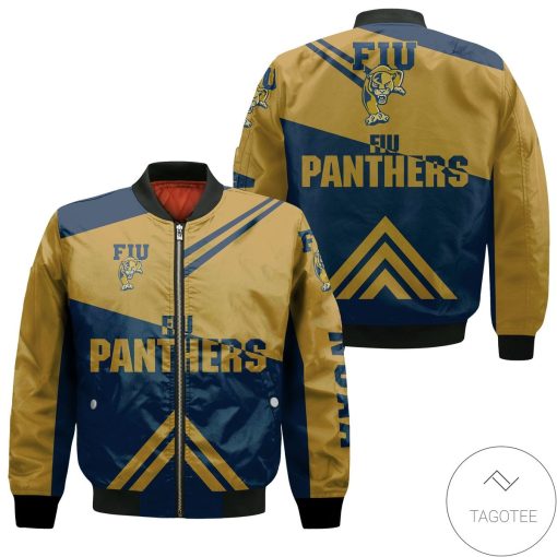 FIU Golden Panthers Stripes Cross Shoulders Bomber Jacket